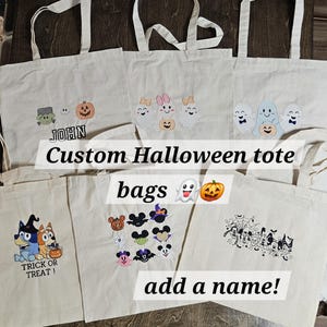 HALLOWEEN EMBROIDERED TOTEBAGS - ghost, spider, cat, witch, pumpkin spooky custom bags - limited time!