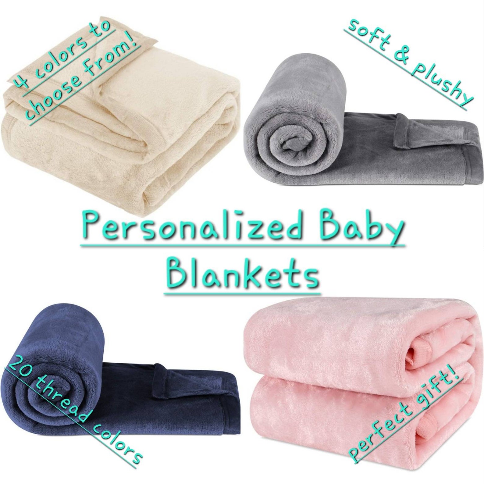 Personalized Plush Fuzzy Fleece Baby Receiving Blankets Baby Etsy