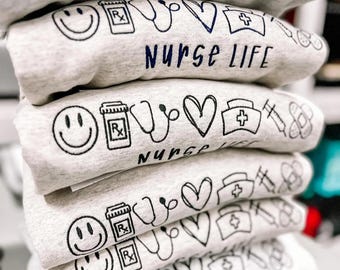 Nurse life crewneck sweatshirts, adult shirt, nurse appreciation mom gift mama gift nurse sweater nurse gift