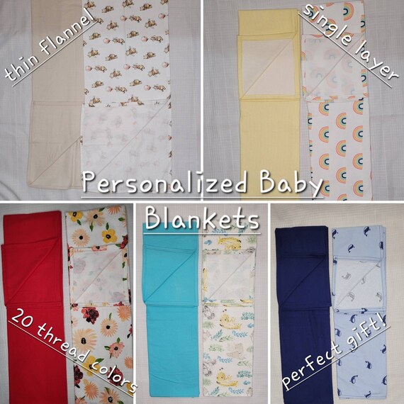 Personalized Custom Thin Flannel Baby Blankets Light Weight