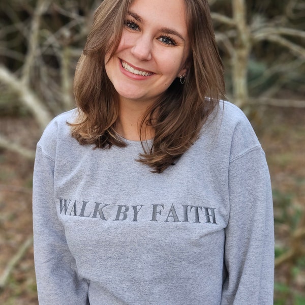 Walk by faith | GOD crewneck sweatshirts, Religious sweater | embroidered sweatshirt, God is good | power of prayer | Lord |Father | Jesus