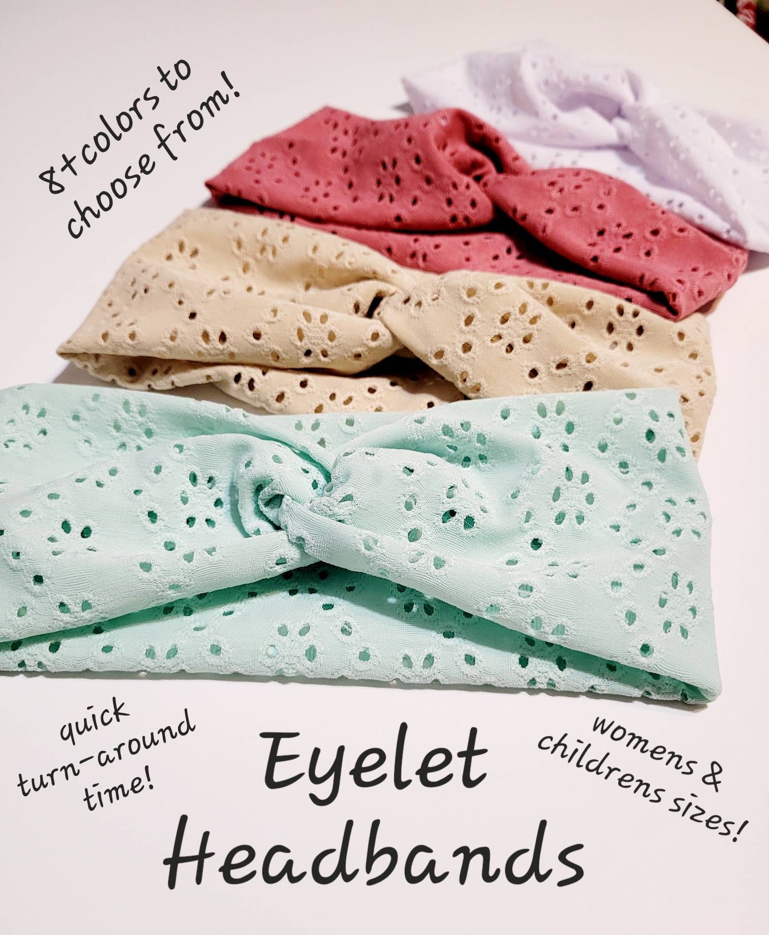 EYELET Headbands - Twist top turban soft stretchy fabric headbands - pastel - women's headbands - super stretchy - limited time!
