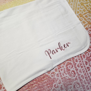 Personalisierte Babydecke 100% Baumwolle, Schmusetuch, personalisierbar, Babygeschenk, individuell gesticktes Babypartygeschenk