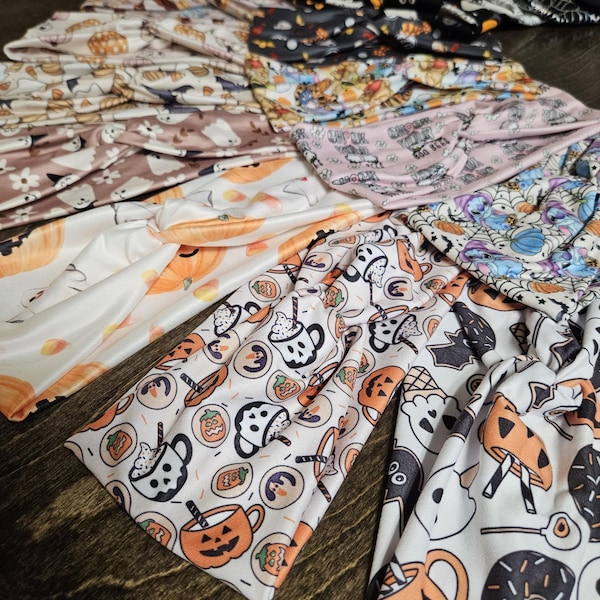 Diademas de Halloween con temática de fantasmas: diademas tipo turbante de tela suave y elástica con diseños de fantasmas, arañas, gatos, brujas y calabazas. ¡Tiempo limitado!