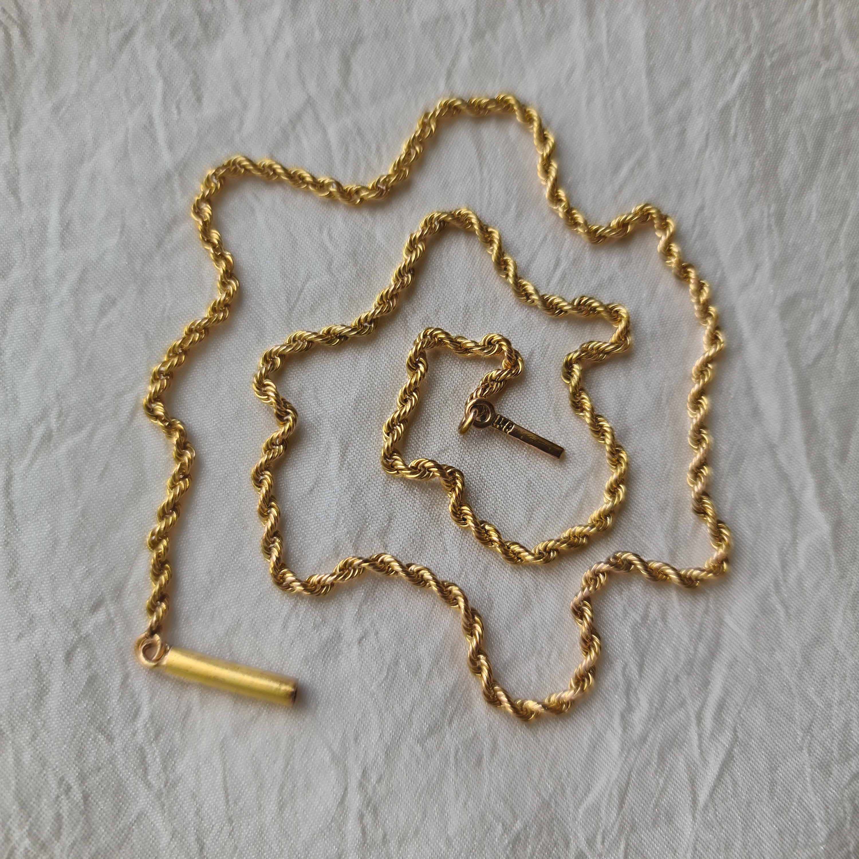 Antique 15ct Yellow Gold 2.5mm Rope Chain With Barrel Clasp - Etsy
