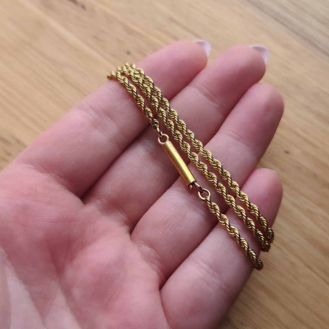 Antique 15ct Yellow Gold 2.5mm Rope Chain With Barrel Clasp 18 Inches