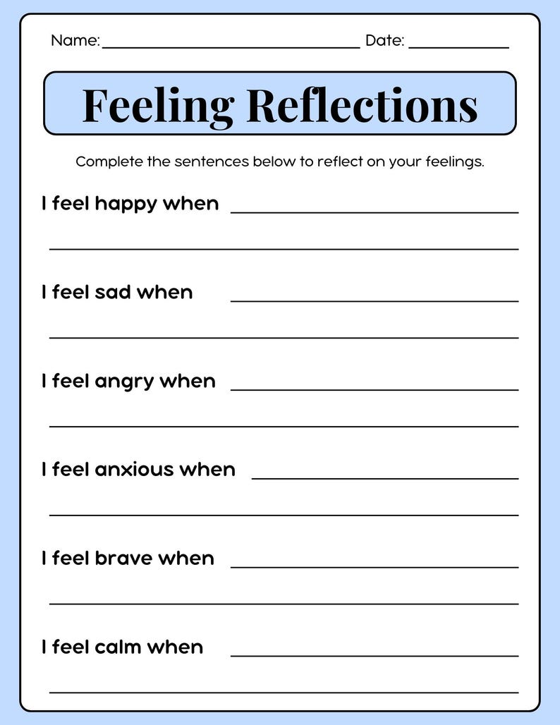 Thinking Routine Reflection Feelings Feelings Reflection Worksheet for Kids | Social Emotional Learning ...