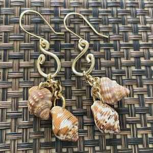 Tiny, real seashell, handmade earrings