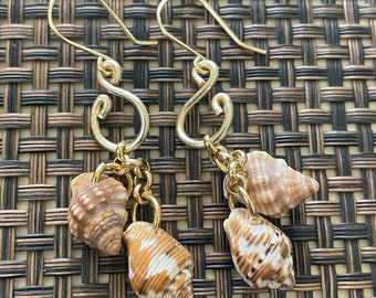 Tiny, real seashell, handmade earrings