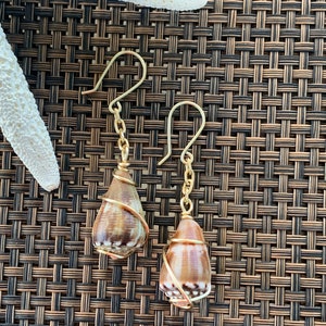 Genuine, seashell, dangle earrings