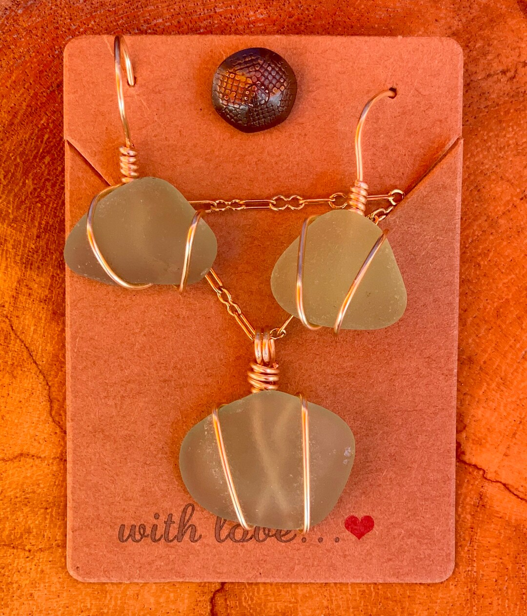 Genuine Sea Glass Earrings and Necklace Set. MAREA Etsy