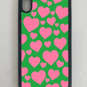 Rosa und Grüne Herzen Handyhülle