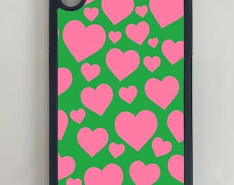 Pink and Green Hearts Phone Case