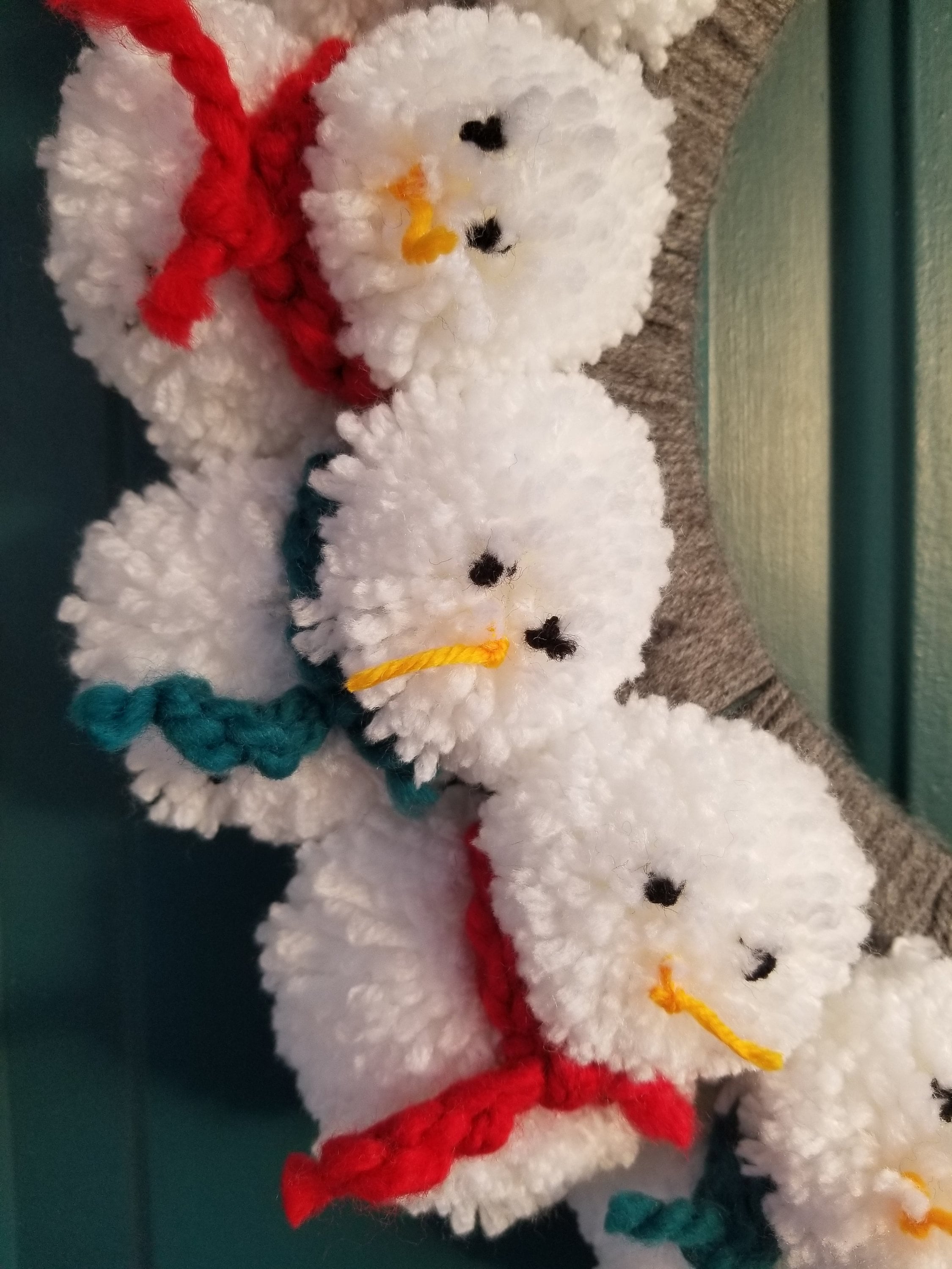 Pom pom snowman wreath Etsy