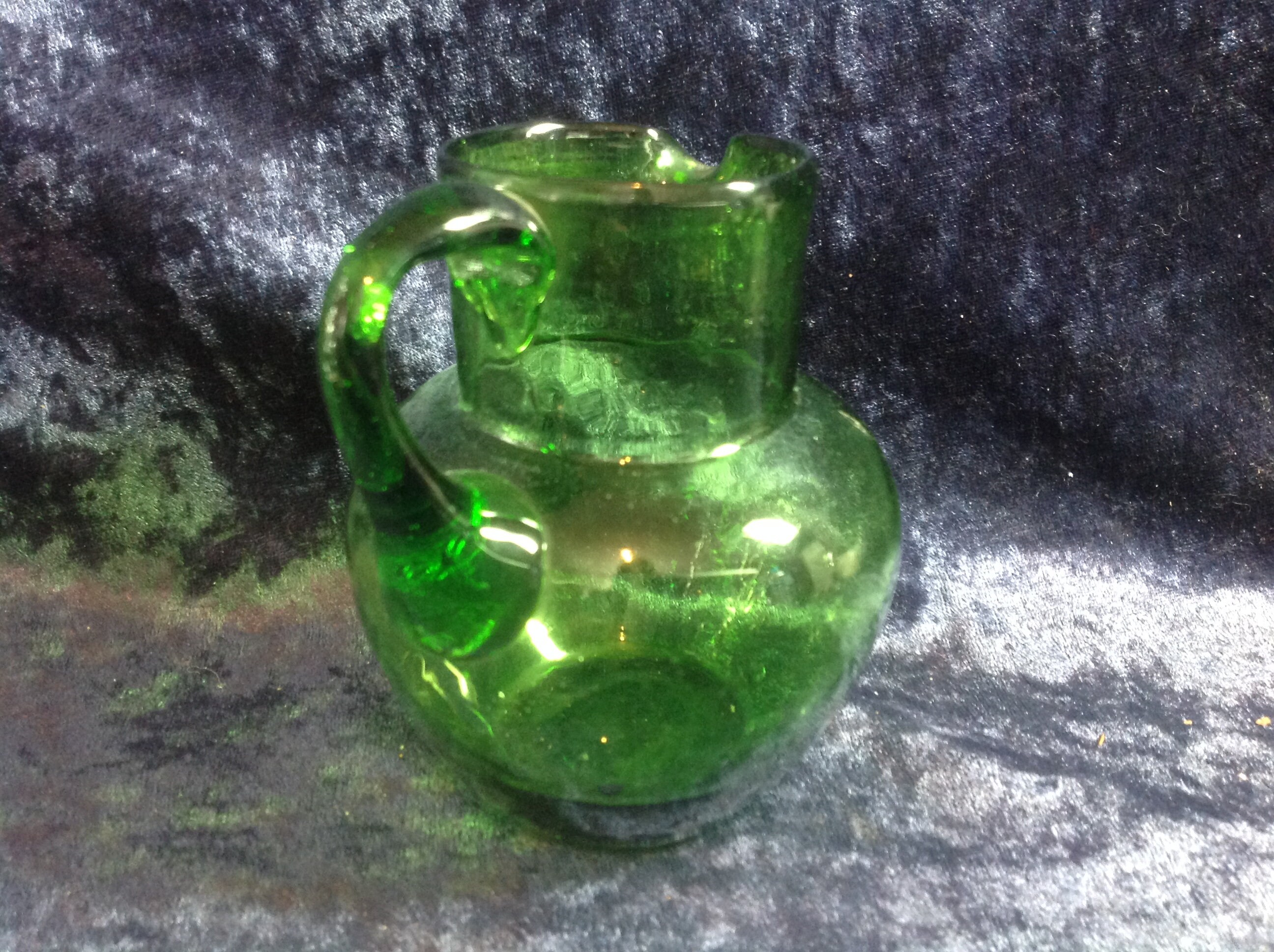 Vintage Green Glass Milk Jug Etsy