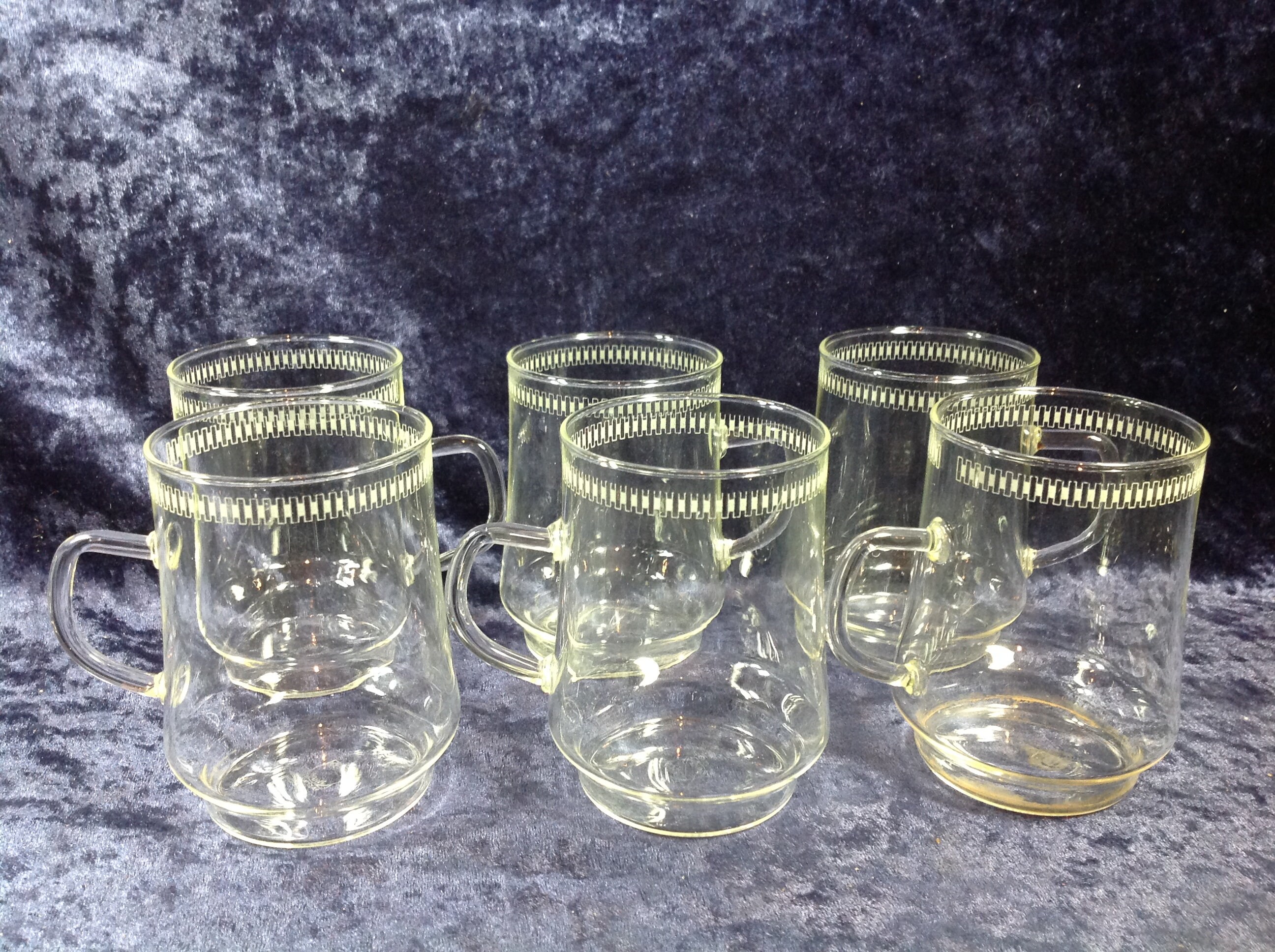Set Of 6 Schott & Gen Mainz Jena Glass Handled Cups Etsy