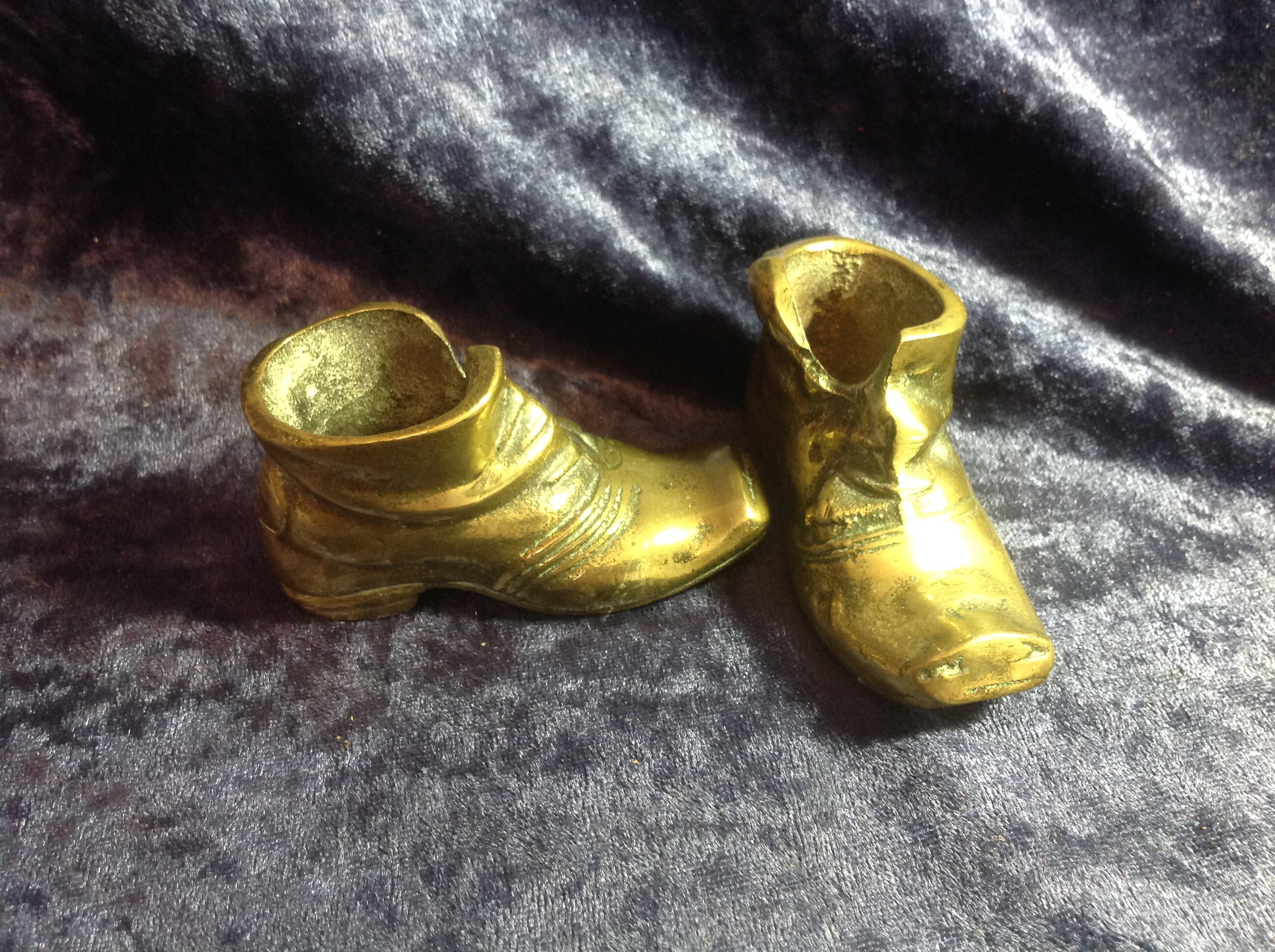 Vintage Miniture Brass Boots Etsy