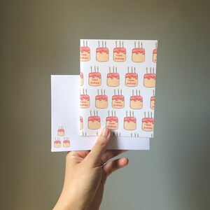 Verjaardagstaart aquarel notitiekaart wenskaart met optie om een persoonlijk bericht toe te voegen en naar de ontvanger te verzenden