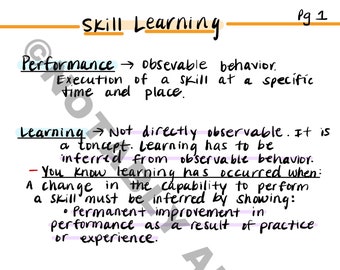 Skill Learning PRINTABLE Notes