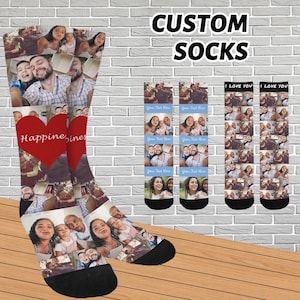 Custom Photo Socks: Personalized Family Gift,  Photos and Text Socks