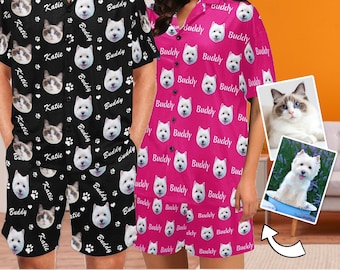 Custom Pet Faces Pajama Set, Custom Dog Pajamas, Personalized Pet Photo Pajamas, Custom Face Pajama, Pet Pajama For Kids Adult, Gift to Son