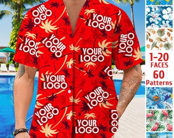 Personalized Logo Hawaiian Shirt: Custom Photo Button-Down Shirts, Company Suits