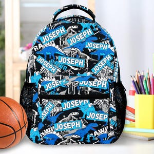 Personalized Dinosaur Backpack: Custom Name School Bag for Boys, Back to School Gift