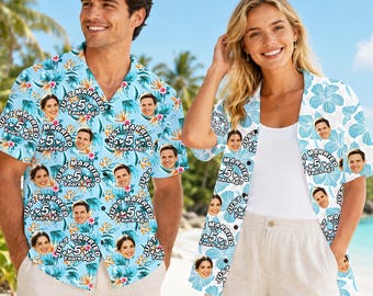 Custom Anniversary Face Hawaiian Shirt: Photo Wedding Hawaii Shirt, Matching Couple Married Gift