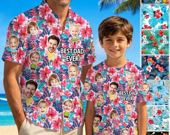 Custom Funny Face Hawaiian Shirts: Personalized Father's Day Tropical Shirt, Customized Gifts for Dad