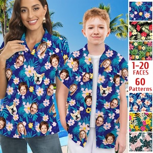 Custom Tropical Style Hawaiian Shirt with Face, Personalized Face Photo Hawaiian Shirt for Women, Custom Hawaiian Shirt, Mother&#39;s Day Gift