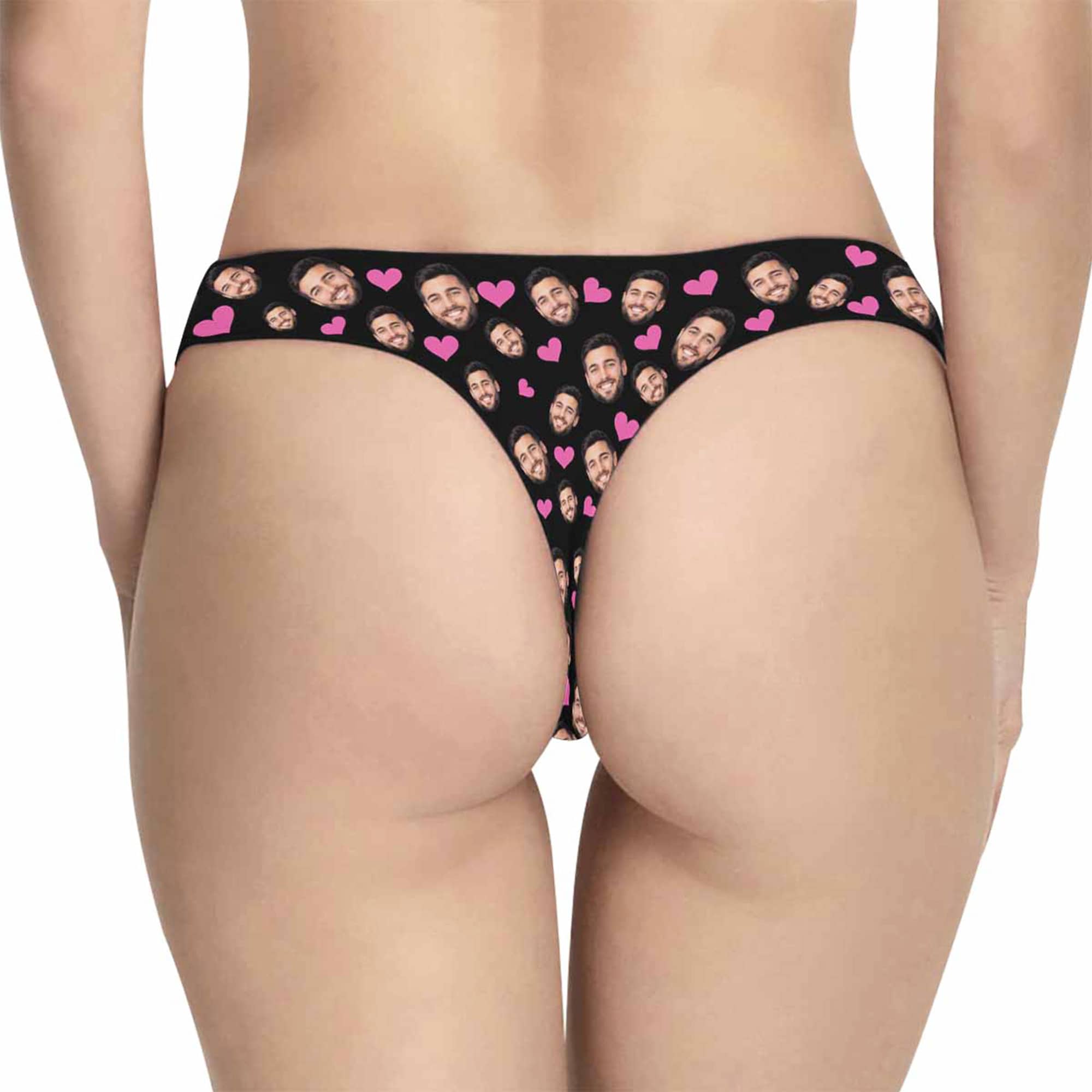Custom Face & Hearts Underwear - Personalized Thongs For Women With Photos & Text