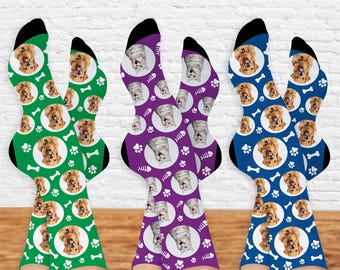 Personalized Pet Photo Socks: Custom Dog or Cat Lover Gift
