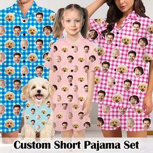 Personalized Face Pajama Set: Custom Photo Sleepwear for Family, Women, Men, Kids