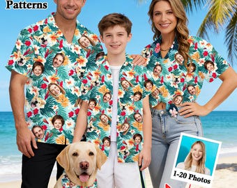 Custom Face Family Matching Hawaiian Shirt: Aloha Flower Beach Shirt, Personalized Summer Vacation Gifts