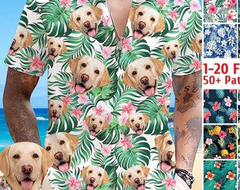 Custom Dog Face Hawaiian Shirt: Tropical Shirt for Pet Lover, Hawaii Palm Leaf Pattern