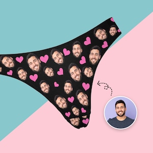 Custom Face Thong Personalized Face Briefs Love Heart Women Underwear Funny Photo V-String Sexy Lingerie Panties Birthday Anniversary Gift