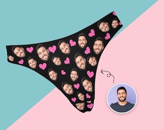 Custom Face Thong, Personalized Women's Underwear: Anniversary Gift