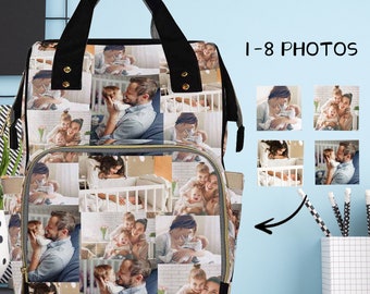 Custom Photo Diaper Backpack: Personalized New Parent Gift, Waterproof Nylon
