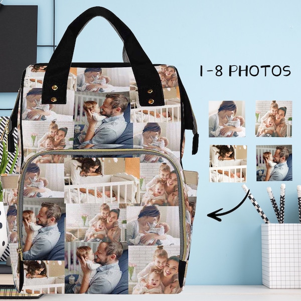 Custom Diaper Bag with Photos, Personalized Diaper Bag, Multifunctional Diaper Backpack, Personalized Diaper Bag for Mom, New Parent Gift