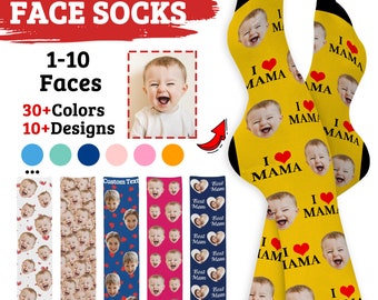 Custom Funny Baby and Mom Faces Socks, Personalized Socks with Face and Text for Adult, Custom Face Socks, Personalized Picture Socks