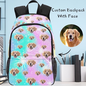 Personalized Pet Face Backpack, Custom Photo Backpack, Gifts for Girls and Boys, Backpack with Face, Cute Face on Backpack, Back to School