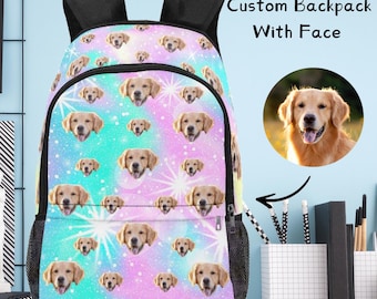 Personalized Pet Face Backpack, Custom Photo Backpack, Gifts for Girls and Boys, Backpack with Face, Cute Face on Backpack, Back to School