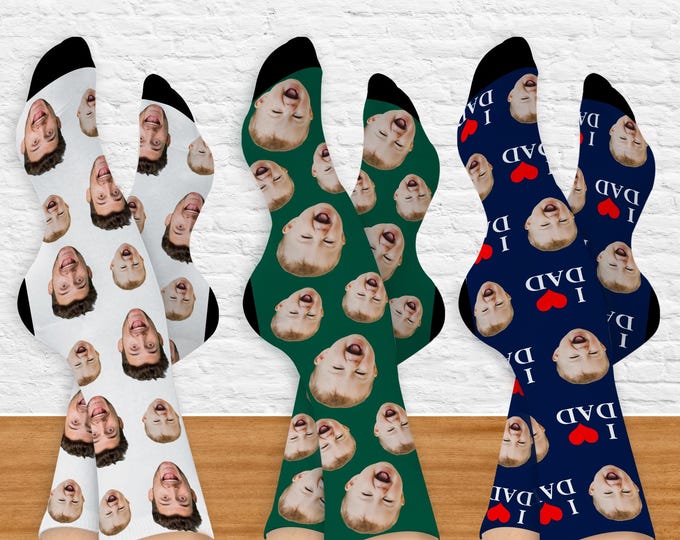Personalized Funny Faces Socks, Photo Face Socks Gift to Dad, Picture Sock for Adult