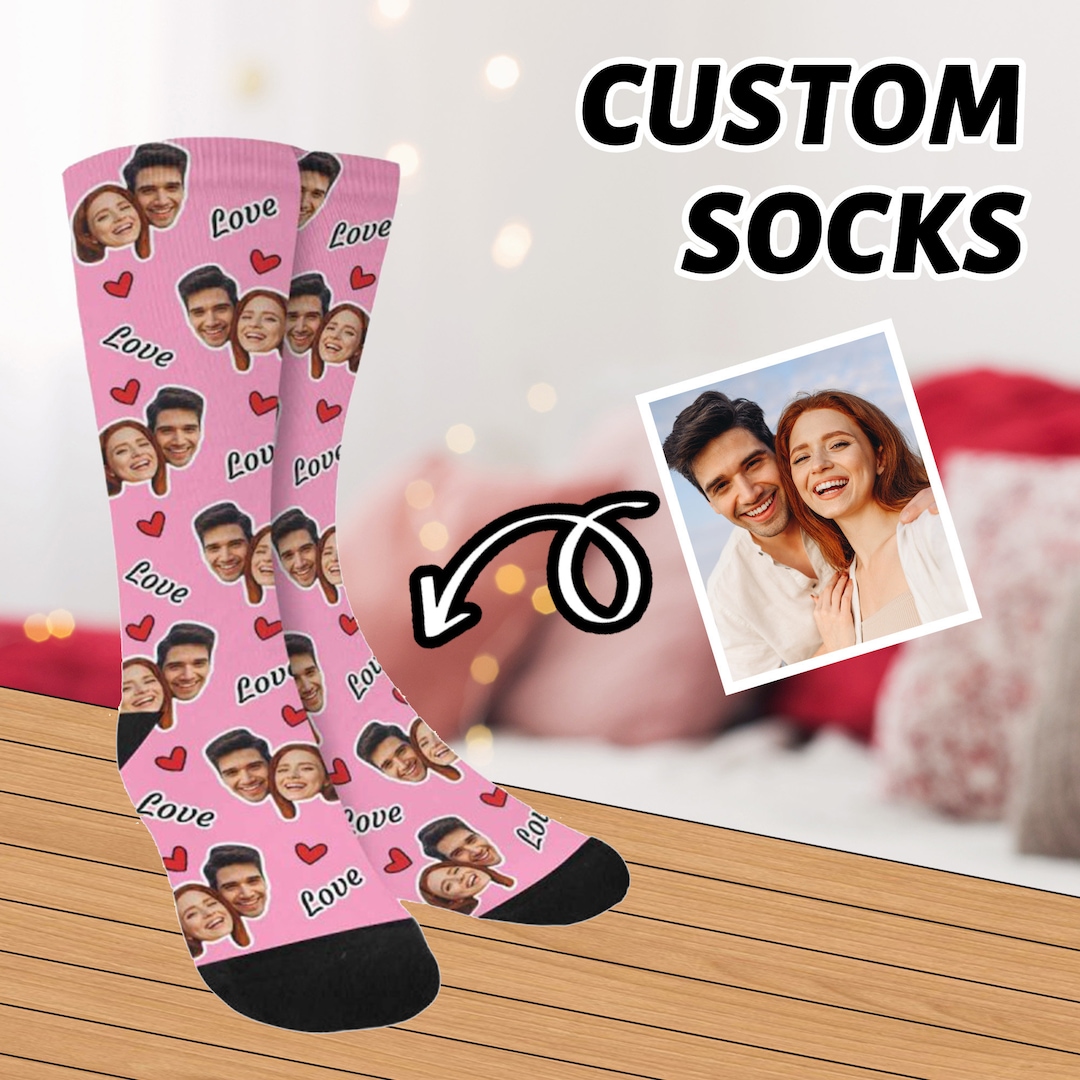Personalized Faces Love Socks, Custom Photos Socks Gift for Women and