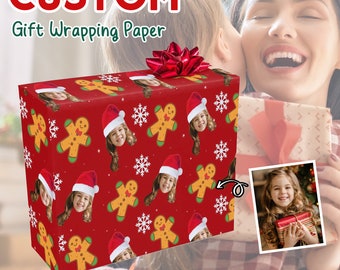 Personalized Photo Wrapping Paper: Custom Face Gift Wrap, Christmas Design