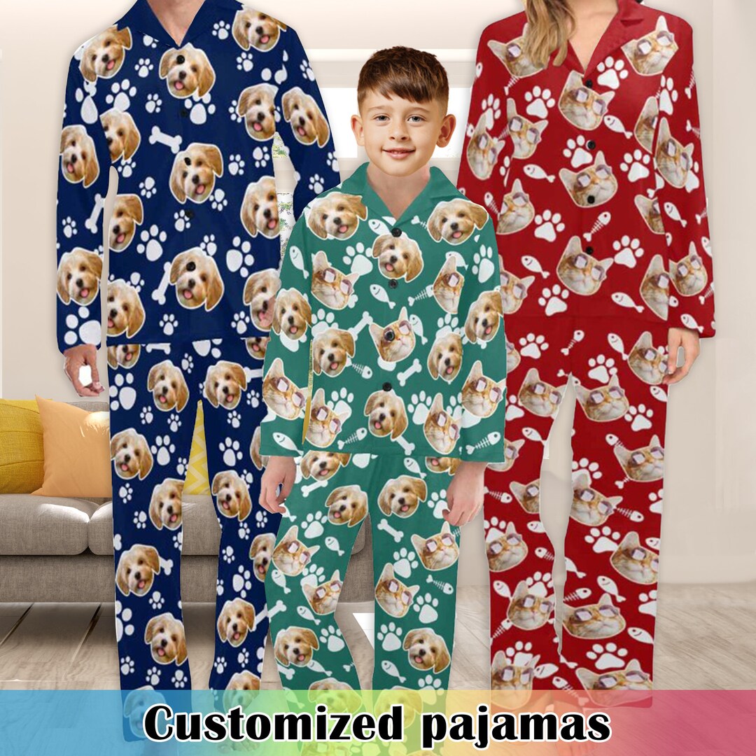 Dog Face On Pajamas
 Personalized Dog Face Pajamas Set Funny Pajamas for Women men