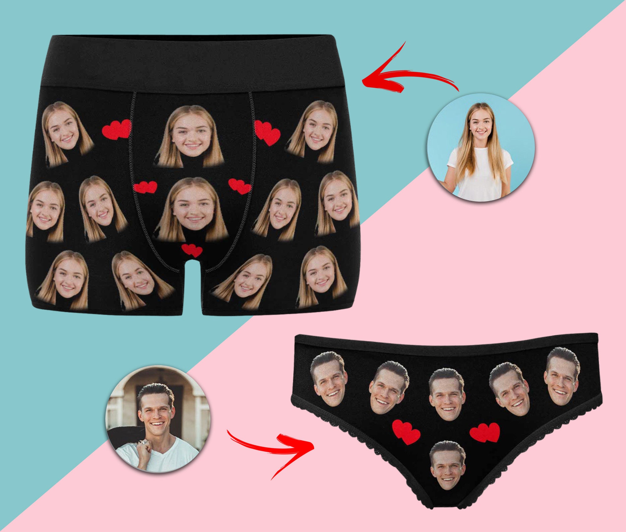 Couple Matching Underwear Custom Couple Face Boxer Briefs Etsy