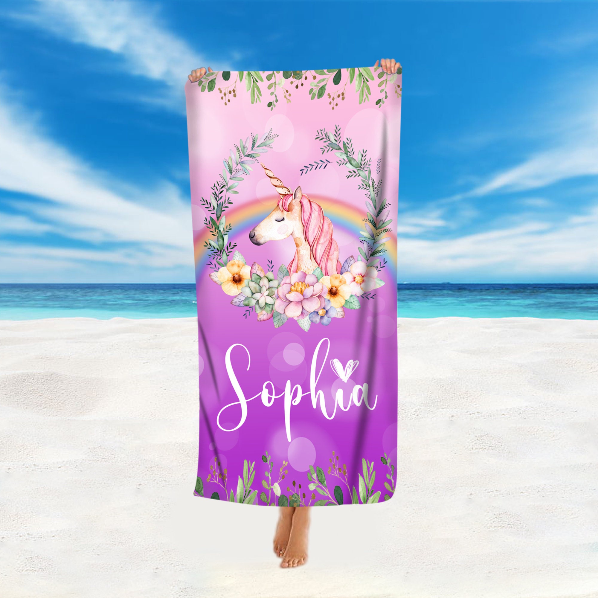 Unicorns Towels Beach Bath Pool Sprot Travel Hand Spa Towel 75x140 Cm