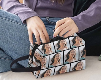 Custom Cosmetic Bag w Photo, Travel Storage Bag, Personalized Bag for Girlfriend/Wife, Custom Mother&#39;s Day Gift, Toiletry Bag, Fun Wash Bag