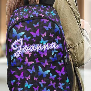 Personalized Butterfly Name Backpack For Girls, Custom Backpack with Name, Custom Backpack Lunch Bag Set from Mom, Back to School Packpack